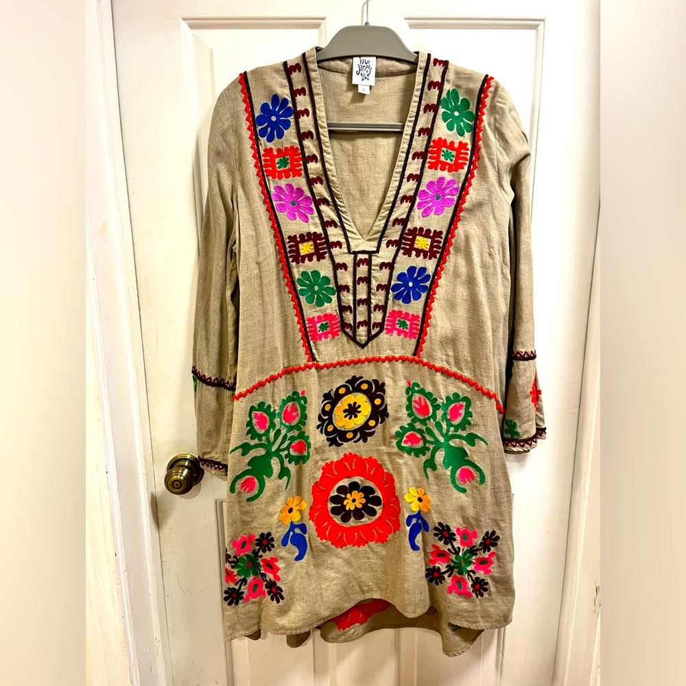 Ivy Jane boho dress with fun embroidery detail, large